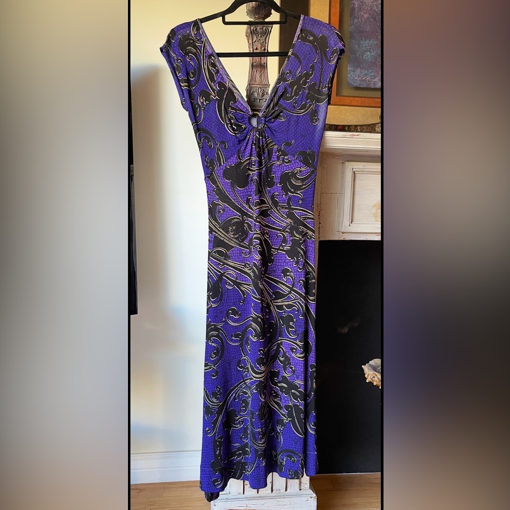 JUST CAVALLI Roberto Cavalli Brass Ring Purple Dress Italy 40 Siz…